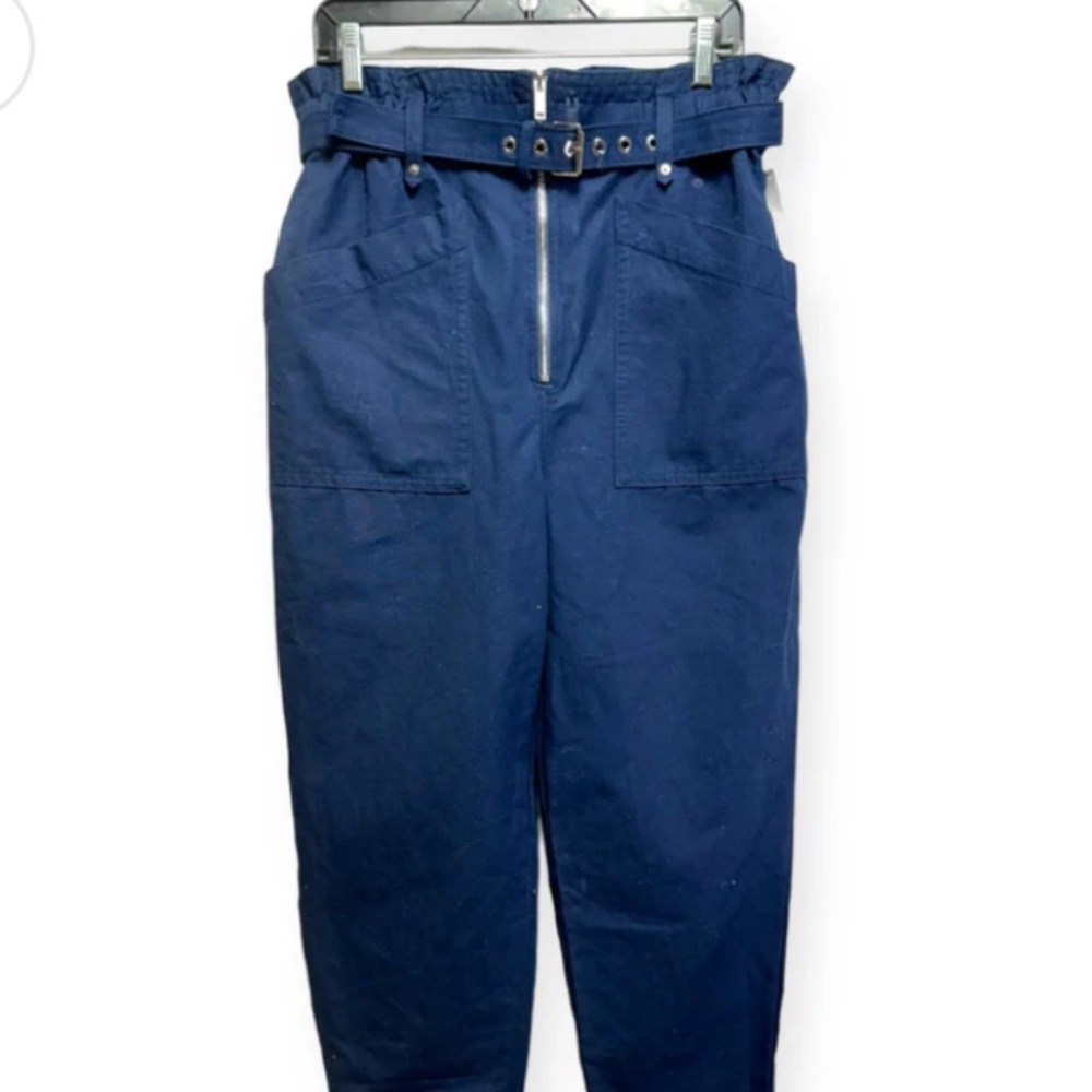 NWT Banana Republic Linen blend Paperbag Waist Trousers | navy | 12